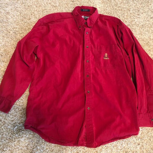 Ralph Chaps Red Button Down Long Sleeve Shirt 100% Cotton Large - Picture 6 of 8